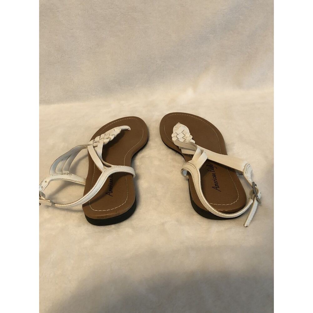 American Eagle‎ Women’s Sandals 7.5 White Cottagecore Minimalist Adjustable Flaw - Picture 6 of 13